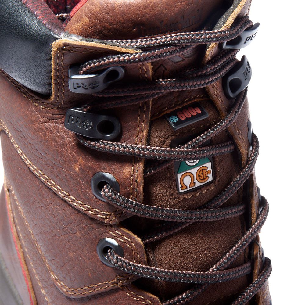 Timberland Μποτακια Εργασίας Ανδρικα Καφε/Μαυρα - Pro® Endurance Hd 8\" Comp Toe - Greece 2158064-OQ